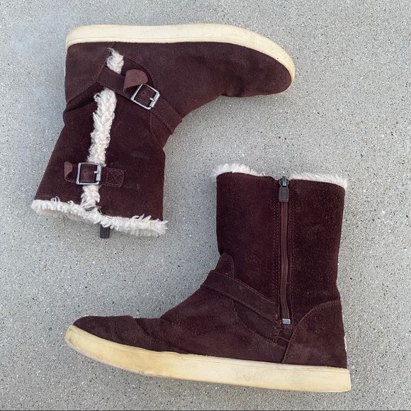 UGG Australia Barley boots womens kids suede brown shearling wool ankle bootie - Picture 3 of 8